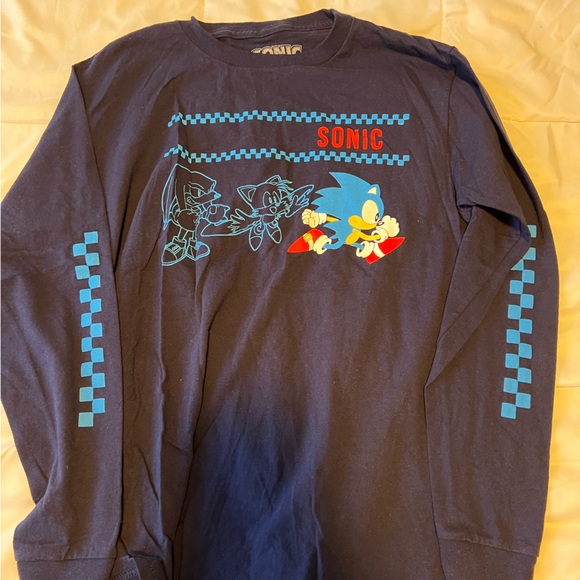 Sonic the Hedgehog Boys Cotton Long Sleeve Big Boys Tee - Picture 1 of 2